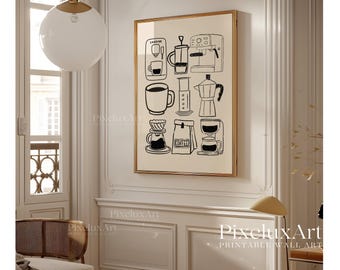 Coffee Art Print: Minimalist Kitchen Cafe Decor (Digital Download), image 5