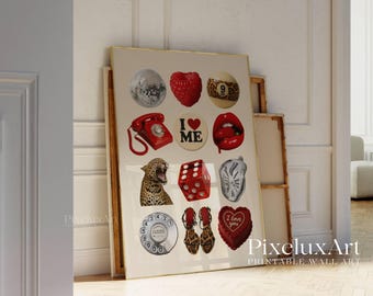 Retro Disco Collage Print: Red Leopard, Y2K Dorm Decor (Digital Download), image 5