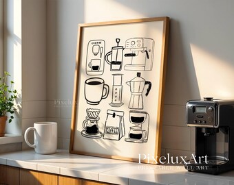 Coffee Art Print: Minimalist Kitchen Cafe Decor (Digital Download), image 4