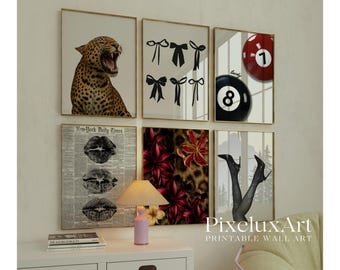 90+ Leopard Y2K Gallery Wall Set | Trendy Maximalist Printable Art | Fashion & Cheetah Glam Aesthetic | Funky Chic Wall Decor for Apartment, image 5