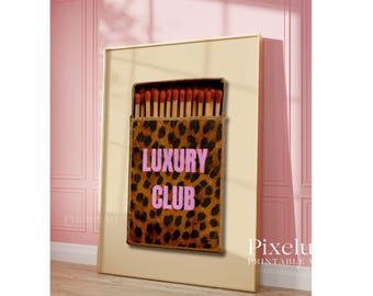 Retro Leopard Matchbox Art Print, Luxury Club Print Wall Art, Trendy Wall Art, Funky Dorm Decor, Y2K Girl Room Printable, Dorm Room Print, image 3