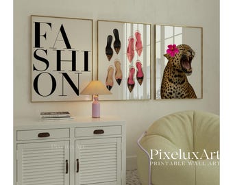Retro Pink Leopard Gallery Wall Art Set: Y2K Fashion Prints (Digital Download), image 5