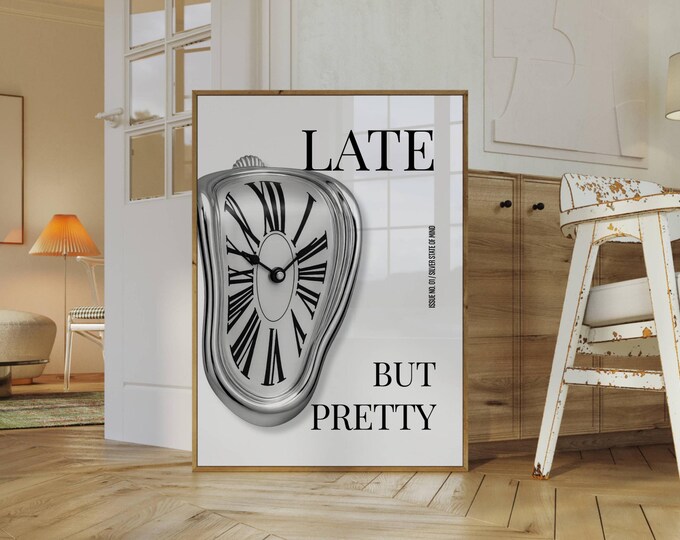 Retro Melting Clock Print, Stylish Stockholm Style Room…