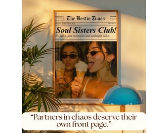Custom Newspaper Print – Best Friend Poster, Custom Bestie Gift, Trendy Newspaper Art, Customize Newspaper for Best Friends, Girl Dorm Room, image 6