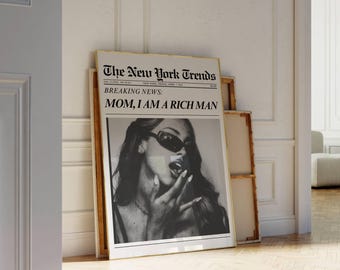 Mom I Am a Rich Man Poster, Trendy Newspapers Print, Feminist Wall Art, Feminist Quote Print, Girly Wall Art, Bold Typography Quote, image 5