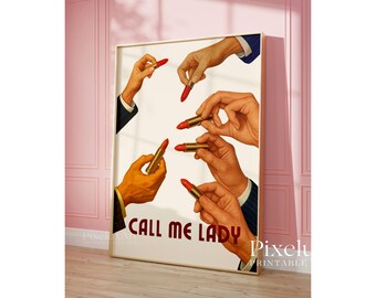 Set of 6 Girly Red Wall Art Prints - Feminine Aesthetic Poster, Vintage Matchbox, Typography, Vinyl Print, Trendy Dorm & Apartment Wall Art, image 4