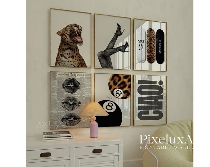 Stockholm Style Leopard Wall Art Set, Y2K Fashion Poster…