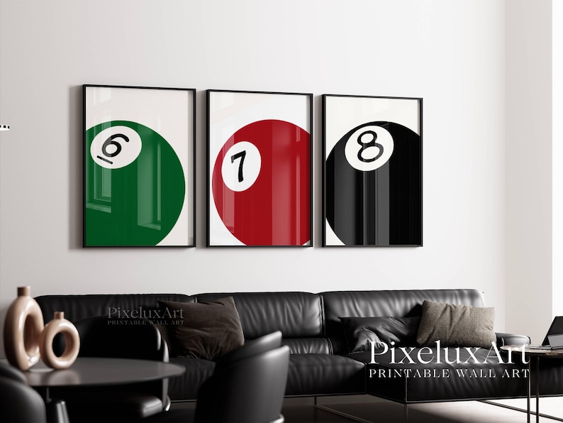 Set of 3 Pool Ball Print
