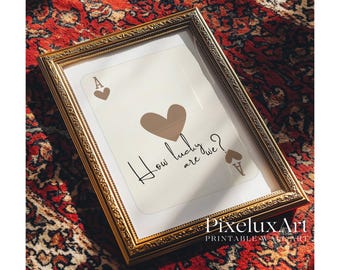 How Lucky Are We Print, Ace of Heart Wall Art, Beige Playing Card Poster, Aesthetic Romantic Print, Trendy Apartment Decor, Beige Wall Arts, image 7