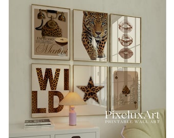 60+ Retro Neutral Leopard Wall Art Set – Printable Leopard Gallery, Y2K Fashion Decor, Leopard Print, Aesthetic Dorm & Apartment Decor, image 5