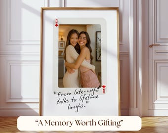 Custom Playing Card Poster, Custom Photo Print, Best Friend Photo Print, Custom Playing Card Art, Friendship Portrait , Custom Bestie Gift, image 5