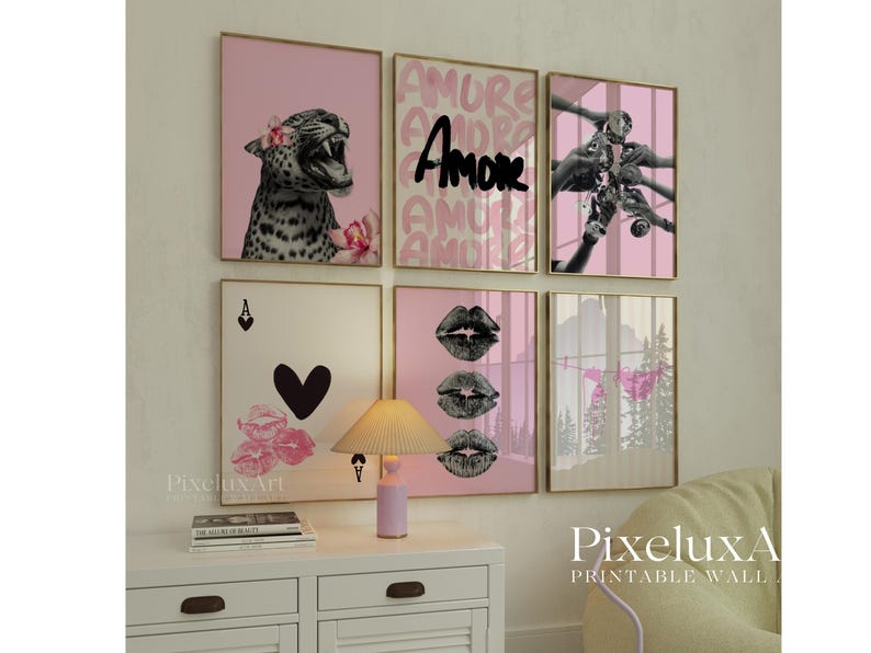 Pink Aesthetic Wall Art Set