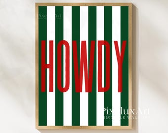 Howdy Wall Art Print, Western Typography Poster in Green & Red, Rustic Cowgirl Aesthetic, Southern Country Decor, Trend Wild West Wall Print, image 9