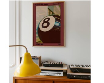 Retro Lucky 8 Ball Print, Pool Ball, Collage Wall Art, Game Room Print, Trendy Retro Bar Cart Print, Retro 70s Poster, Trendy Wall Art,, image 6