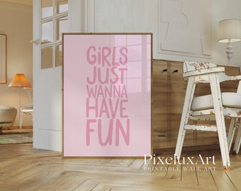 Pink Leopard Wall Art Set – Coquette & College Dorm Prints, Pink Kiss Lips, Girls Just Wanna Fun and Bikini Poster, Preppy Girly Wall Art, image 5