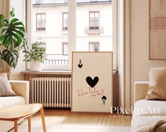 Retro Ace Card Print, How Lucky Are We, Playing Card Poster, Trendy Ace Card Poster, Vintage Ace of Hearts Poster, Aesthetic Ace Print, image 8