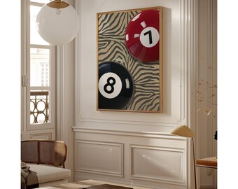 Retro 7 & 8 Ball Print: Y2K Zebra Background (Digital Download, image 7