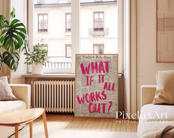 Pink Positive Quote Print, Newspaper Girly Dorm Decor, Funky Maximalist Wall Art, Preppy Pink Wall Art, Apartment Aesthetic Print, image 8
