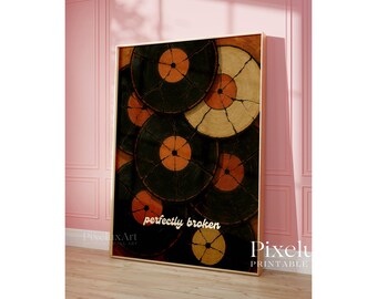 Retro Broken Vinyl Record Wall Art, Retro Music Room Decor, Vinyl Records, Vintage Aesthetic Print, Groovy Eclectic Poster, Maximalist Print, image 5