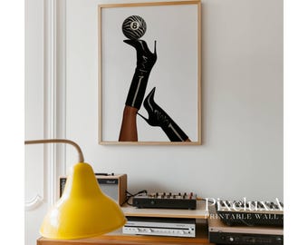 Bottoms Up Boot Print – Retro 8 Ball Poster, Funky Black and White Wall Art, Y2K Aesthetic Black Fashion Decor, Trendy Girly Dorm Room Print, image 6