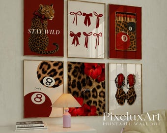 60+ Red Gallery Leopard Wall Art Set | Printable Chic Red Leopard Gallery, Bold Glam Decor, Wild & Feminine Wall Art, Y2K Fashion Decor, image 10