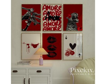 Red Gallery Leopard Wall Art Set – 6 Trendy Posters, Y2K Fashion Decor, Bold Red Leopard Print, Aesthetic Glam Leopard Poster Set, image 6