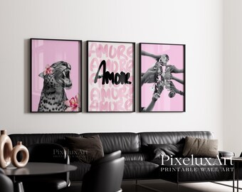 Pink Aesthetic Wall Art Set - Stockholm Fashion Wall Art, Leopard Print Decor, Preppy Gallery Wall for Bedroom, Glam Girl Room Printable Art, image 6