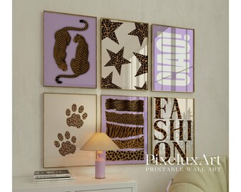 150+ Purple Y2K Leopard Wall Art Set | Lavender Cheetah Print Wall Set, Girly Preppy Dorm Room Decor, Trendy Aesthetic Poster Bundle, image 9