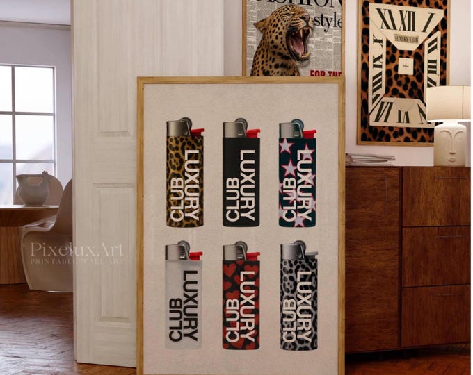 Retro Lighter Print, Retro Collage Aesthetic Decor, Girly…