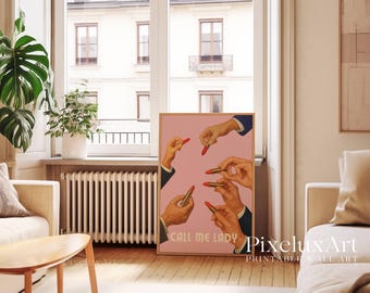 Retro Lipstick Print, Collage Wall Art, Funky Girly Wall Art, Vintage Pink Dorm Poster, Aesthetic Bar Cart Decor, Trendy Wall Art Print, image 9