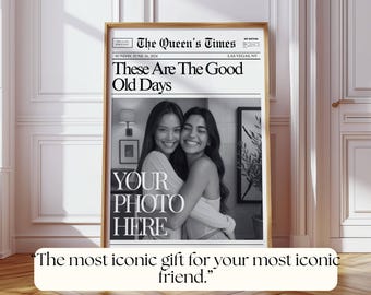 Custom Newspaper Print for Best Friends, Personalized Good Old Days Poster, College Dorm Roommates Wall Art, Custom Photo Print for Bff Gift, image 5