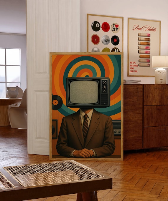 Retro TV Head Wall Art