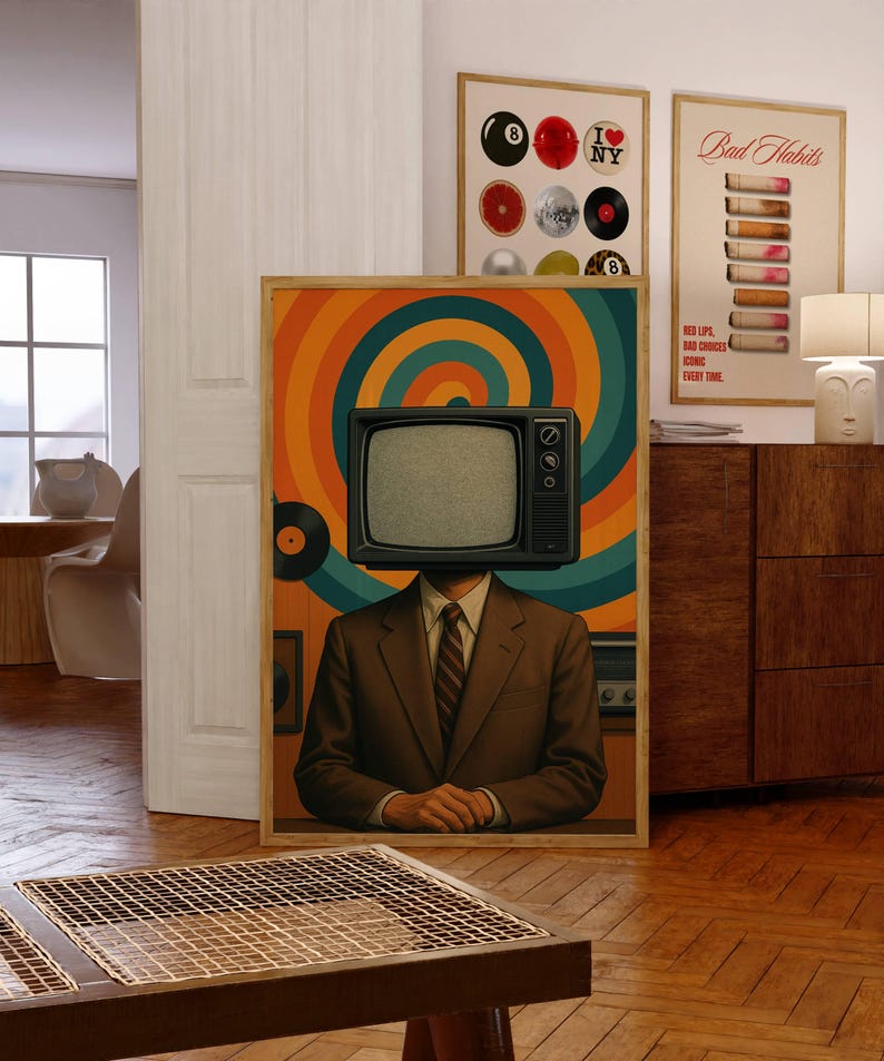 Retro TV Head Wall Art