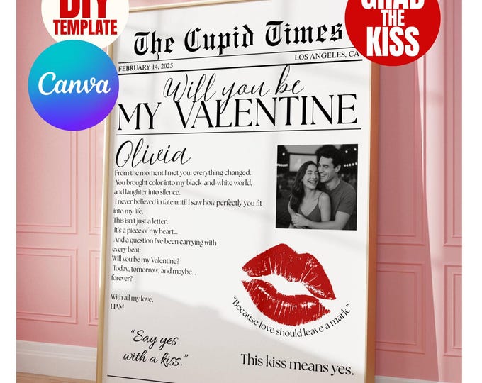 Valentines Day Newspaper Template, Will You Be My Poster…