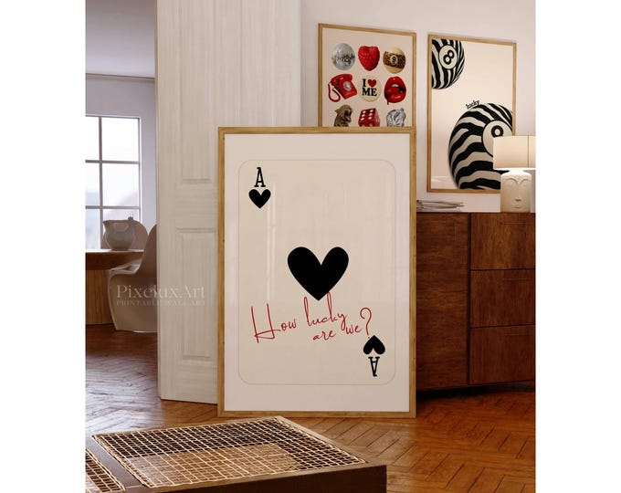 Retro Ace Card Print, How Lucky Are We, Playing Card…