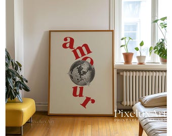 Disco Amour Wall Art, Retro Collage Wall Art, Funky Vintage Print, Aesthetic Poster for Cool Dorm Room Decor, Funky Trendy Wall Decor, image 8