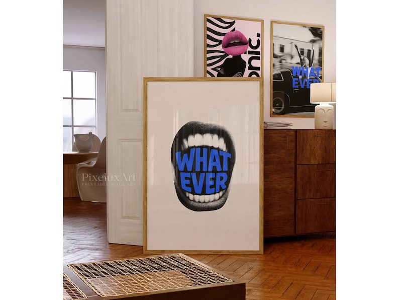 Y2K Feminist Art Print: Navy Blue Collage