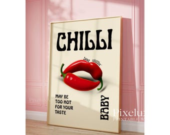 Funky Disco Chilli Pepper Print: Y2K Kitchen Wall Art (Digital Download, image 4