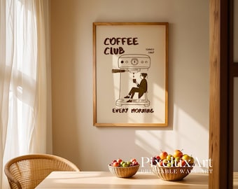 Club Coffee Wall Art, Retro Coffee Poster, Coffee Cart Print, Coffee Station Decor, Coffee Lover Art, Coffee Bar Print Art, Coffee Vibes, image 5