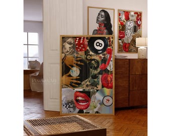 Y2K Fashion Collage Print: Leopard, Lips, Disco (Digital Download), image 3