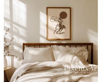 Cowboy Lasso Wall Art Print – Rustic Western Rodeo Decor, Ranch Wall Art, Country Cowboy Sketch, Wild West Nursery Poster, image 3