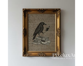 Halloween Wall Art Set of 6 – Vintage Spooky Prints with Crow, Pumpkin Skeleton, Witches Laundry, October 31, Pumpkins, Fall Decor, image 5
