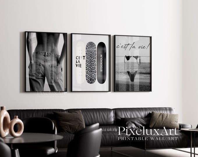 Stockholm Style Wall Art Set, Black and White Fashion…