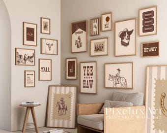Western Wall Art Set of 18 – Vintage Cowboy Rodeo Printable Decor | Southwestern Farmhouse Wild West Texas Country Style Print, image 3