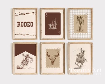 Western Gallery Wall Set of 18 | Cowboy Printable Wall Art | Rustic Ranch Decor | Vintage Rodeo Posters | Country Home Print Set, image 3