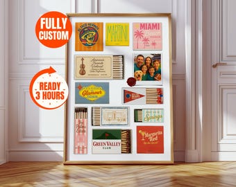 Custom Matchbook Art – Vintage Matchbook Print, Matchbook Custom Art, Large Digital Matches Print, Unique Matching Gift, Unique Matchbox Art, image 1