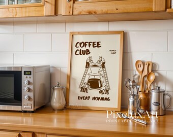 Club Coffee Wall Art, Coffee Cart Print, Retro Coffee Poster, Coffee Station Decor, Coffee Lovers Art, Coffee Bar Print Art, Coffee Vibes, image 7