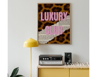 Luxury Club Leopard Print, Pink Girly Wall Art, Preppy Dorm Decor, Trendy Aesthetic Print, Retro Collage Y2K Apartment Decor, Funky Wall Art, image 9
