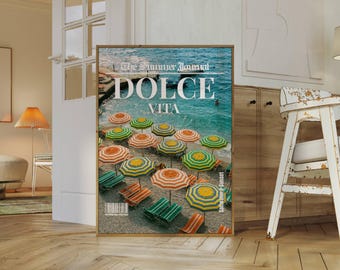 Dolce Vita Print, Dolce Vita Headline Poster, Newspaper Print, Italian Summer Wall Art, Beach House Wall Art, Coastal Print,  Summer Print, image 1