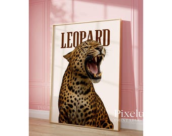 Retro Leopard Wall Art Set of 6 Trendy Posters, Y2K Fashion Decor, Trendy Leopard Print, Aesthetic Dorm & Apartment Decor, Leopard Wall Art, image 8